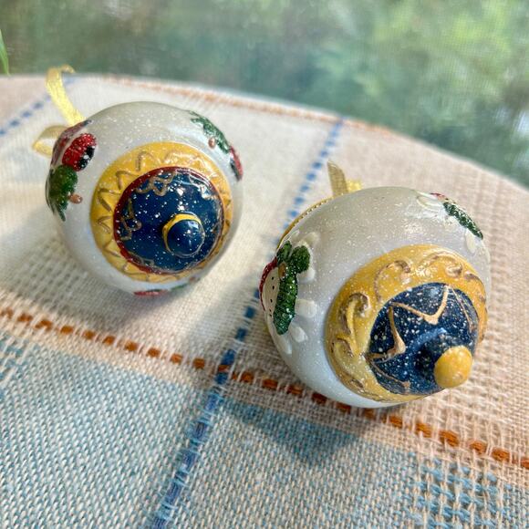 Vintage Christmas Ornament Hinged Porcelain Trinket Boxes – Santa & Snowman - Picture 5 of 14